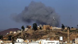 طيران العدوان يشن غارتين على الفضائية اليمنية بصنعاء