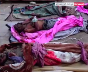 مشاهد للحظة وصول جثث ضحايا جريمة حرس الحدود السعودي في منطقة الرقو بصعدة إلى المستشفى وأكثر من 30 شخص منهم تم تعذيبهم بالكهرباء ولا يزال عدد الضحايا مرجح للزيادة