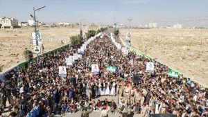 مسيرة جماهيرية حاشدة في صعدة وفاء للشهيد الصماد وتضامنا مع الشعب الفلسطيني وتحذيرا للعدوان