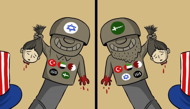 كاريكاتير.. منة ينفذ المجازر في غزة اليوم هو ذاته منة ارتكبها بالأمس في اليمن