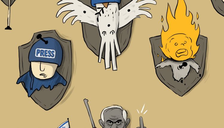 كاريكاتير.. كيان الاحتلال يهدد العالم والمجتمع الدولي بسلاح أمريكا