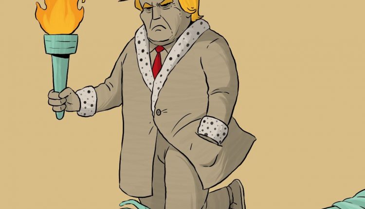 كاريكاتير.. ترامب يدمر الحريةويشعل العالم بجنونه