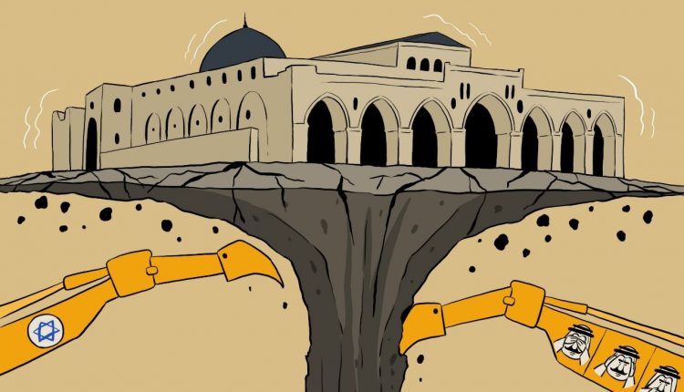 كاريكاتير.. حفريان العدو الصهيونياحت الاقصى الشريف بدعم بعران الخليج