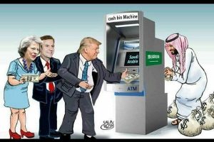 كاريكاتير عن الدعم السعودي للعدوان على اليمن