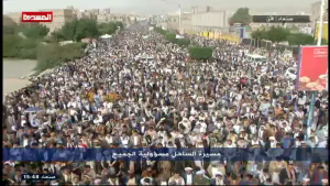 حشود كبرى تتوافد إلى العاصمة صنعاء للمشاركة مسيرة “حرية واستقلال” بمناسبة العيد الخامس لثورة 21 سبتمبر