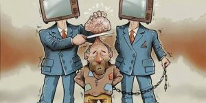 Caricature: the media controls the minds