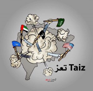 كاريكاتير..الفصائل المسلحة الموالية للتحالف تحرق مدينة تعز